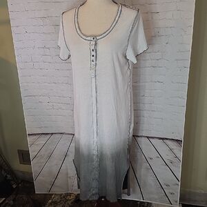 POL Dip Dye Henley Tunic Ombre Boho Exposed Seams Size Large